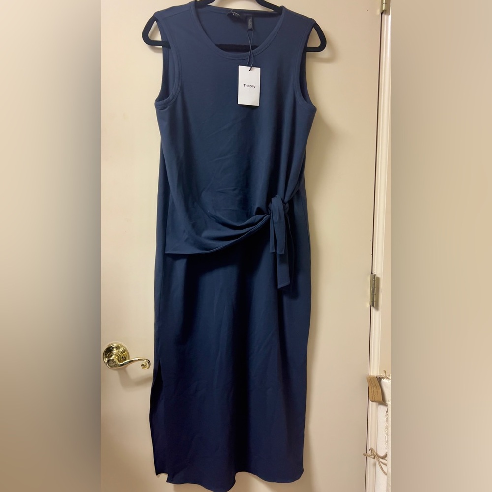 New With Tag. Theory Blue Tie Waist Dress